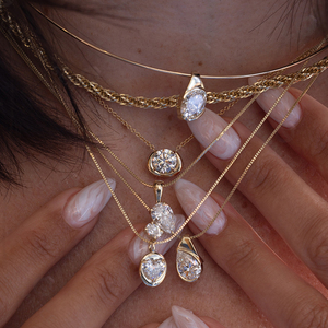 Gemnel - Juego de Collar con Colgante de Piedras Grandes en Forma de Pera, Esmeralda, Corazón y Circonita Blanca, Plata 925, Joyería Fina Minimalista - Product Image 2