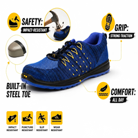 Chaussures de sécurité respirantes avec embout en acier, tige en maille Fly-Knit, semelle extérieure en PU, anti-perforation, antistatiques, pour le printemps, l'été et l'automne, usage en usine