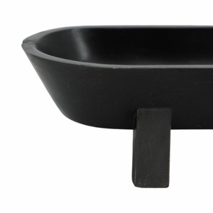 Ciotola decorativa ovale per centrotavola da caffè, decorazione minimalista per la casa, complemento d'arredo per il soggiorno, finitura nera opaca - Product Image 4