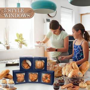KPOSIYA - 65 Cajas de Panadería Azules de 6x6x3 Pulgadas con Ventana, Cajas Pequeñas para Pasteles, Postres, <span class=keywords><strong>Galletas</strong></span>, Donas, Fiestas de Cumpleaños y Bodas - Product Image 3