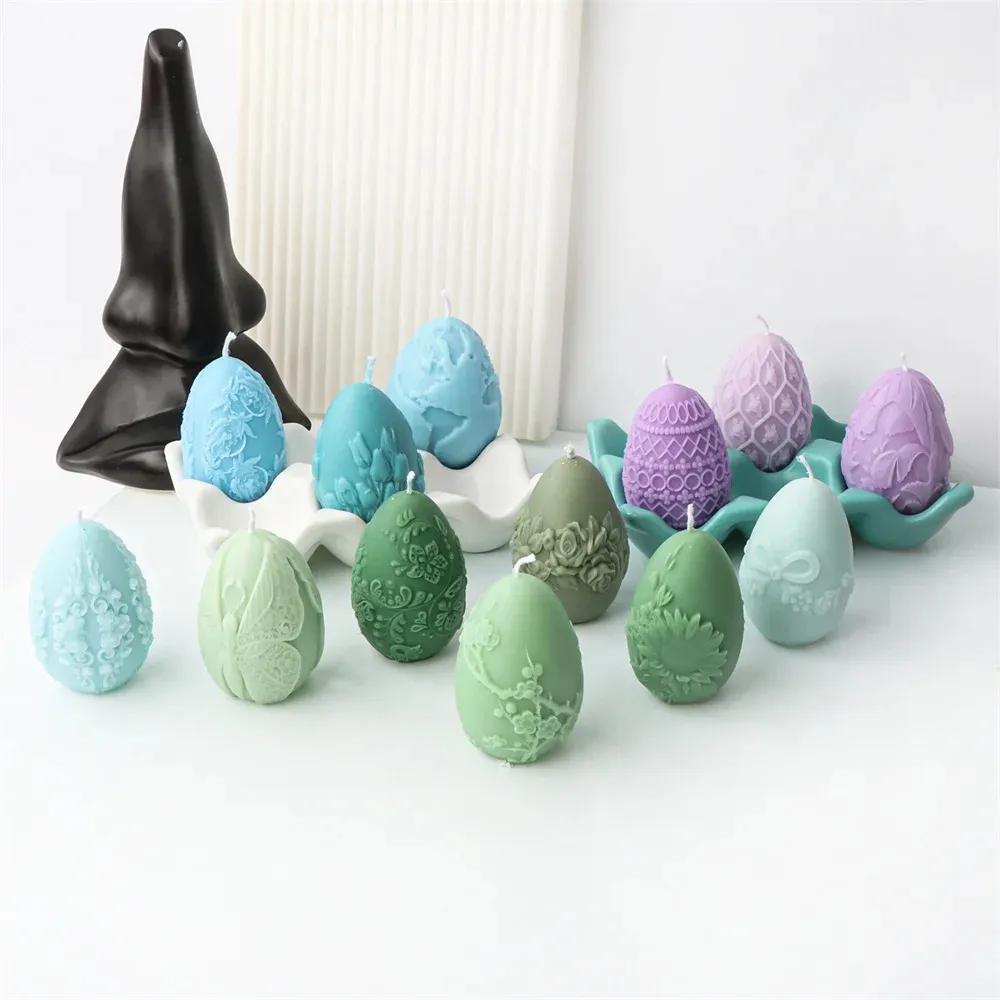 Easter-Gravur-Ei-Kerze Silikonform Heim-Gipskerzenherstellung Form DIY Handwerk Ostgen-Geschenk-Herstellungswerkzeug