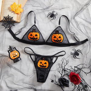 OEM Mujeres <span class=keywords><strong>Sexy</strong></span> <span class=keywords><strong>Calabaza</strong></span> Bikini Anime Devil Cosplay <span class=keywords><strong>Disfraz</strong></span> Halloween Lencería Goth Arnés Sujetador y Panty Set - Product Image 1