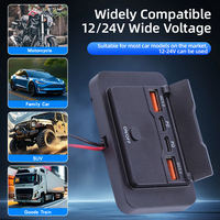 Cargador de Coche Inteligente de 12-24V con Pantalla de Voltaje, 4 Puertos QC3.0 de Carga Rápida, Resistente al Agua, Doble USB, para RV, Autobús, Vehículo, Barco, Camión