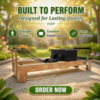 Machine de Pilates MJD M101A Reformer en bois de chêne durable, réglable et portable avec boîte en bois pour la maison, le studio de yoga et la musculation