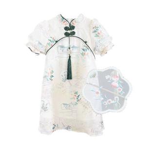 Nuevo Vestido Cheongsam Estilo Retro para Niñas 2025, Vestido <span class=keywords><strong>Qi</strong></span> <span class=keywords><strong>Pao</strong></span> Infantil Dulce Chino sin Mangas con Estampado de Dibujos Animados de Lana - Product Image 6