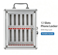 Boîte de rangement pour téléphones à 12 emplacements avec serrure et poignée supérieure, casier pour téléphones portables à coins arrondis pour salle de classe, salle de réunion, bureau