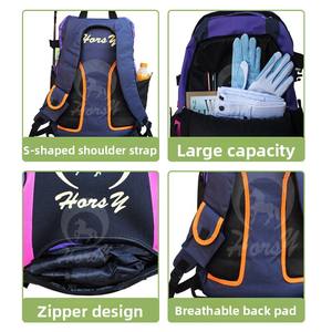 Sac à dos équestre à double bandoulière, sac pour protections de chevaux, sac multifonction pour casque, design logo cheval, 55x36cm/44x25cm, fournitures - Product Image 2