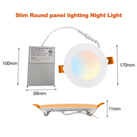 Lot de 6 luminaires encastrés LED en aluminium IP44 de 4 à 6 pouces avec veilleuse, downlight ultra-plat sans cadre pour éclairage de plafond