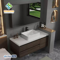 2025 OEM Juerte Moderne Luxueux Incurvé Mur-Mou Style Vanités Table Bureau Armoire Panneau Miroir Évier Robinet pour Chambre À Manger