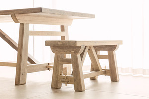 Banco de Madera Maciza Personalizado, Mueble Moderno para Interiores, para Comedor, Entrada, Sala de Estar, con Vetas de Madera Natural - Product Image 4