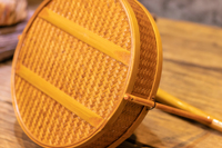 Panier rond en bambou laqué écologique tissé à la main avec poignée - Rangement multifonctionnel pour une utilisation alimentaire sécurisée - Cuisine, garde-manger, marché