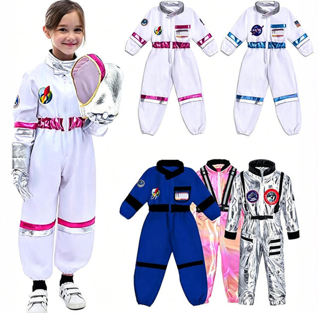 Children's Space Suit Halloween Cosplay Costume Astronaut Gloves Kindergarten Performance Helmet Kit Sets