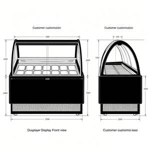 Congélateur de présentation commercial pour gelato et crème glacée, 10/12/14/18 bacs, plage de température -18°C ° C à -22 ° C - Product Image 3