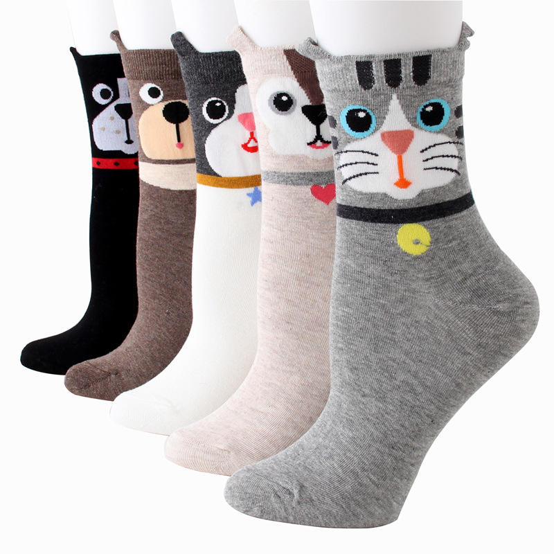 Soft Womans Fashion Organic Cotton Bamboo Crew Socks for Ladies Funny Korean Women Novelty Animal Sock Colorful Cute Socks