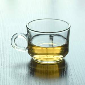 Wholesale Eco Friendly 180ml Transparent Classic Home Office Drinking <b>Saucer</b> <b>Set</b> Water Coffee <b>Tea</b> Glass <b>Cup</b> Business Gift - Product Image 4