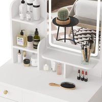 Miroir de maquillage moderne bureau de chambre à coucher en bois coiffeuse nordique avec lumières LED et étagères