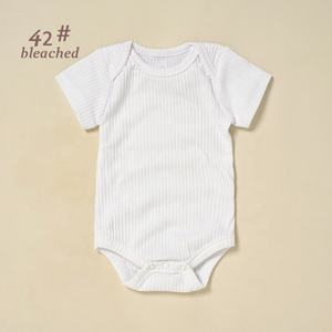 ملابس الطفل الجمبسوت البناتي الصيفي لون واحد مضلع كنزة الصيف المنزلية قصيرة الأكمام فقاعة بدلات الجسم للبنات الرضع الجمبسوت - Product Image 3