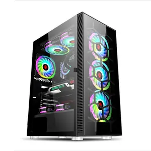 Harga pabrik penjualan terlaris casing komputer Gaming PC Desktop E-ATX kabinet menara penuh kustomisasi kaca Tempered