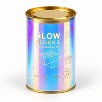 Boîte cylindrique transparente personnalisée en plastique PET recyclable avec couvercle métallique, boîte cylindrique en plastique pour l'emballage