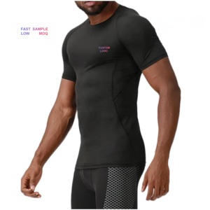 Ropa Deportiva de Verano Transpirable y Ajustada Personalizada al por Mayor para Hombre, Ropa de Entrenamiento para Gimnasio, Camiseta Deportiva de Manga Corta de Secado Rápido y Compresión - Product Image 1