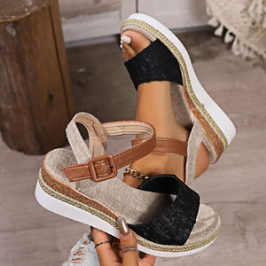 Sandalias de mujer con nudo de mariposa y suela de cáñamo, ligeras, novedad 2025, informales, con boca de pez y suela gruesa H-826 - Product Image 2