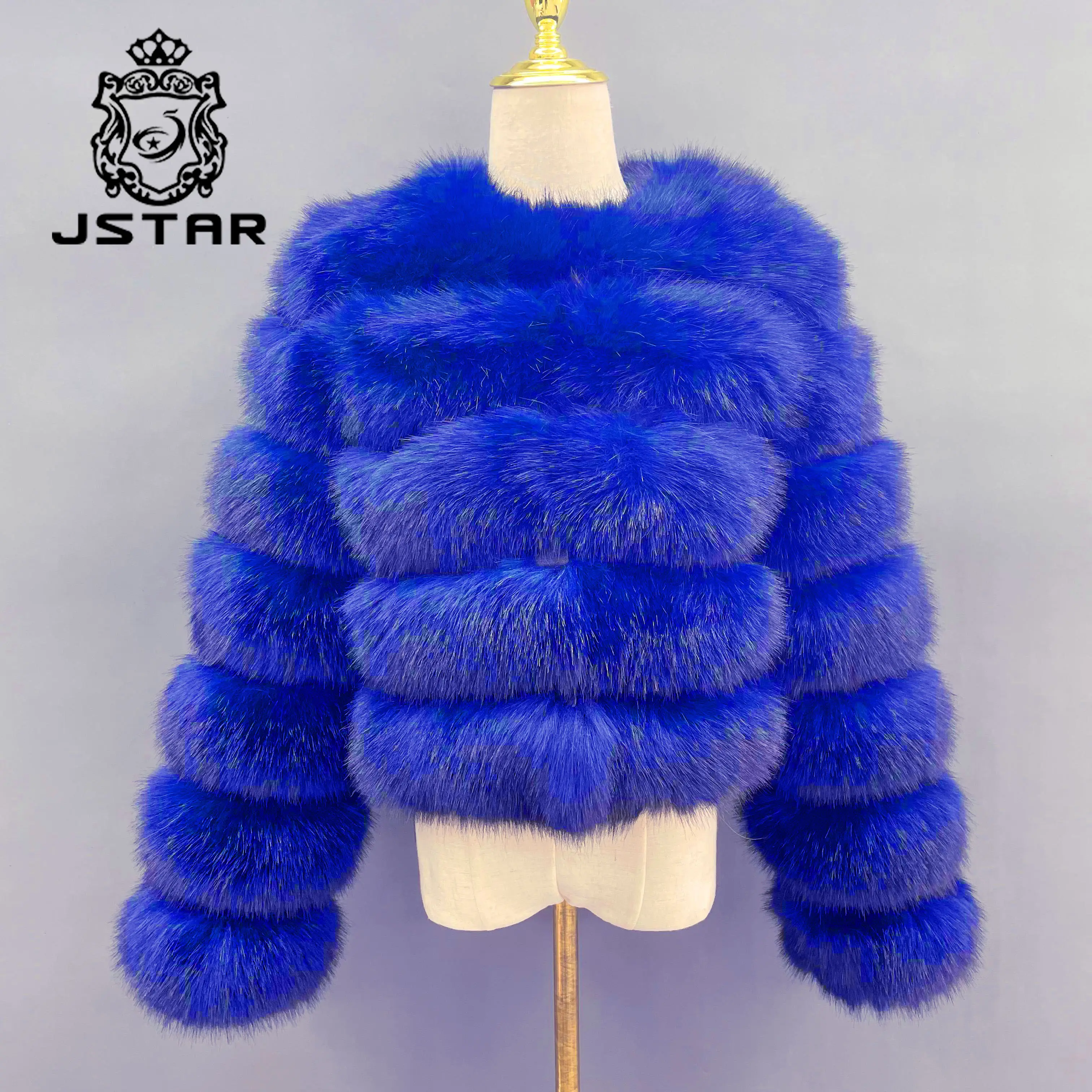 Jstar 2023 Winter Neuankömmling Dazzling Blue Kurz schrott Pelzmantel Kunst pelzmantel sehr Kunst pelz jacke