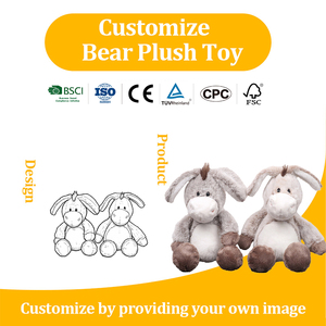 Peluche Asino dalle Orecchie Lunghe con Logo Personalizzato, Souvenir Commemorativo per Eventi, <span class=keywords><strong>Regalo</strong></span> di Compleanno, Animale di Peluche Morbido per Festività - Product Image 1