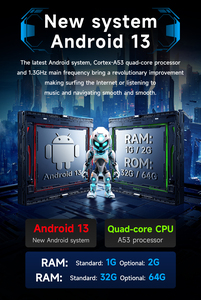 Bqcc 2 Din 7 "Quad Core <span class=keywords><strong>Android</strong></span> 13 đài phát thanh xe Carplay <span class=keywords><strong>Android</strong></span> Auto AHD Wifi GPS Navigation BT USB/Type-C xe Stereo cho phổ - Product Image 3