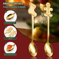 Ensemble de couverts de Noël en acier inoxydable 304, cuillère à café en forme de poupée de dessin animé, cuillère à dessert Père Noël avec boîte cadeau