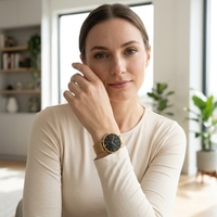 Reloj Inteligente Ultrafino Unisex con Correa de Malla Metálica, Pantalla AMOLED, Resistente al Agua IP65, Monitor de Ritmo Cardíaco, Pantalla Táctil Completa, Contesta Llamadas, de Fábrica