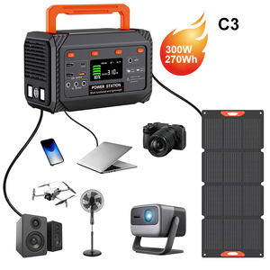 แบตเตอรี่สำรองพกพาแบบพกพา 300W 270Wh ขายดีที่สุด แบตเตอรี่ลิเธียมเทอร์นารี 300 วัตต์ เครื่องกำเนิดไฟฟ้าพลังงานแสงอาทิตย์ขนาดเล็ก LED USB พลาสติก ABS - Product Image 1