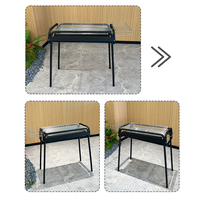 Barbecue au charbon de bois moderne, portable, haut de gamme, léger, en métal, 61x30cm, grande surface de cuisson, plateau à charbon en acier inoxydable amovible