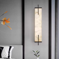Applique Murale Luxe en Cuivre et Pierre Flocon de Neige, Style Nordique, pour Salon, Chambre d'Hôtes, Hôtel, Chevet, avec Support en Albâtre Naturel