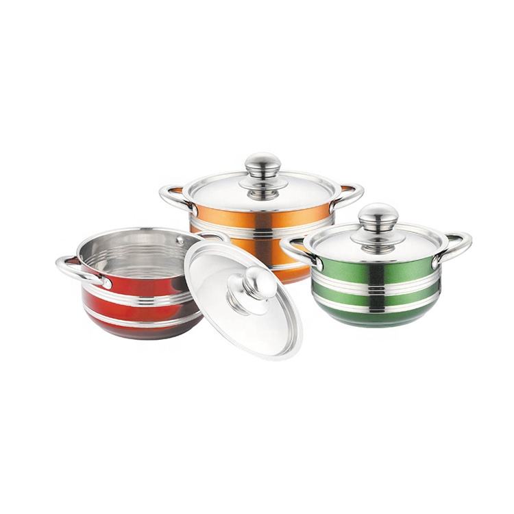 Wholesale 6pcs Modern Stainless Steel Dish Set With Stainless Steel Lid Eco-friendly Cookware For Gas & Induction Stoves