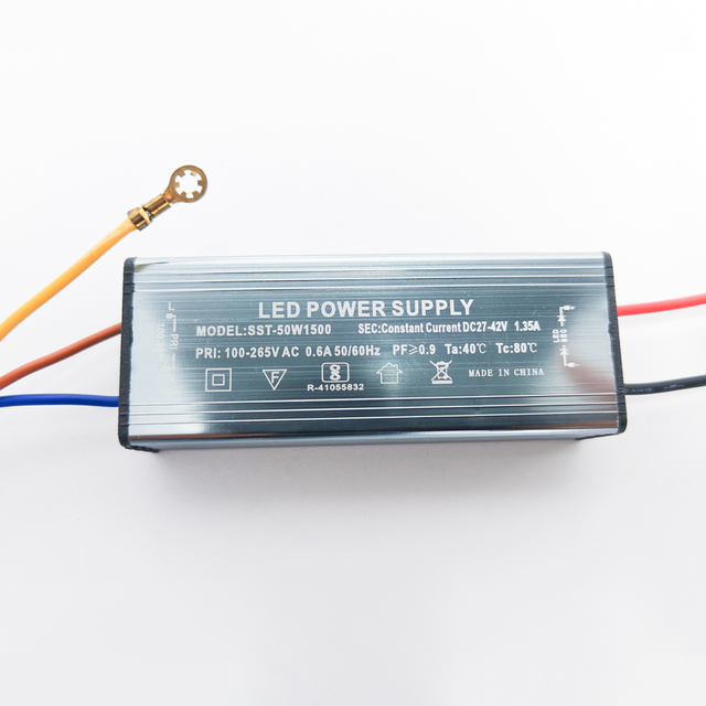 Seestar IP65 50W 27-42V LED Driver Single Waterproof 1250ma 1500ma Isolated Outdoor AC-DC Transformer for Flood Lights for
