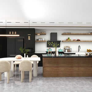 Foshan Factory <span class=keywords><strong>Outlet</strong></span> Venta Integrado Estilo abierto Granja Diseño MDF Cocina Buffet Gabinete Conjunto Diseño - Product Image 5
