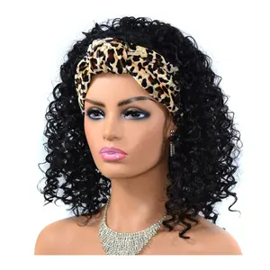 Wig kepang palsu putar untuk hitam obral Besar wig Afro Puff pendek sintetis keriting wanita rambut sintetis MSDS tidak ada renda wig keriting