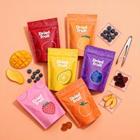 Op maat gemaakte hersluitbare voedselveilige snackzakjes met logo voor gedroogd fruit, melk & gelei, platte bodem, staande pouch verpakking