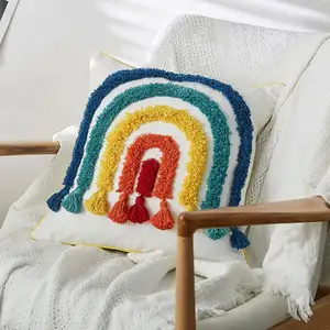 Di lusso multicolor boho cuscino per la casa e divano Oggettistica Per La Casa decorativo indiano ricamato Cuscino di Tiro cuscino in cotone cove