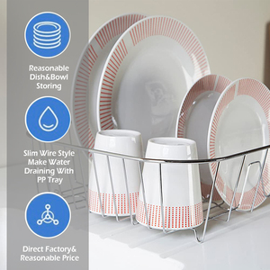 Kitchen Organizer Simple Wire Dish Dryer Drain Holder Cabinet Steel Chrome Wire Bowl Dish <strong>Drainer</strong> and Organizer - Product Image 2