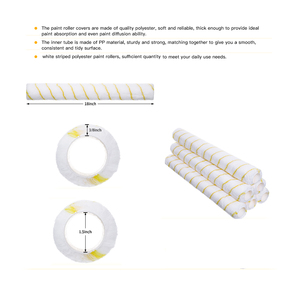 18 Inch 3/8'' Nap Acrylic <strong>Roller</strong> Covers <strong>Large</strong> Sleeves Paint <strong>Rollers</strong> Kit End Cap for Wall Floor House Painting Frame Supplies - Product Image 2