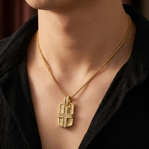Collar con Colgante de Cruz Punk para Hombre, Estilo Hip Hop Retro Gótico, Joyería Religiosa Europea, Placa con Escritura, Cruz OEM - Product Image 5