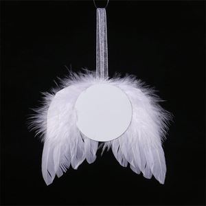 Blank Creative Gift Feather Angel Wings <b>Ornaments</b> Sublimation Christmas Pendent - Product Image 3