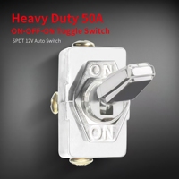 Interrupteur à bascule robuste 50A 12V pour usage marin, 3 broches, 12 volts, 3 positions, interrupteur à bascule 3 voies SPDT ON-Off-ON en métal pour voiture