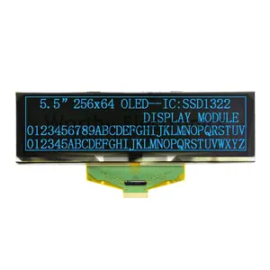شاشة إل سي دي ، دقة 256X64, شاشة إل سي دي ، ألوان أزرق/أصفر/أخضر ، 30 دبوس ، SSD1322 ، شاشة أوليد 5.5 بوصة ، واجهة SPI