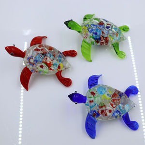 핫 세일 및 하이 퀄리티 대형 램프 워크 무라노 융합 유리 공예 바다 바다 동물 거북이 입상 - Product Image 2