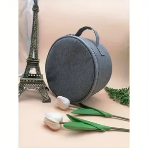 À la mode multifonctionnel pliant Portable rond antichoc ventilateur sac à main étui avec fermeture à glissière dessin animé motif sac de rangement - Product Image 4