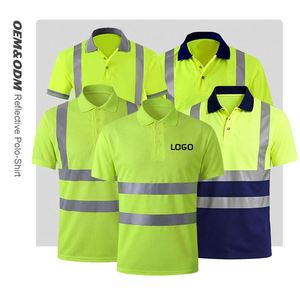 High Visibility <b>Polo</b> Shirts Custom Quick Drying Two Color Mesh Safety Reflective Work Shirt Breathable Road Uniform <b>Polo</b> Shirt - Product Image 1