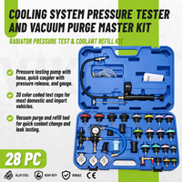 Kit de test de pression du système de refroidissement 28 pièces, purge et remplissage sous vide, testeur de fuite de radiateur 0-35 PSI pour réparation automobile