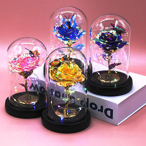 TC 24K oro rosa en cúpula de cristal para mujeres mamá Día de San Valentín Día de la Madre Regalos DIY adornos flores rosas artificiales - Product Image 2